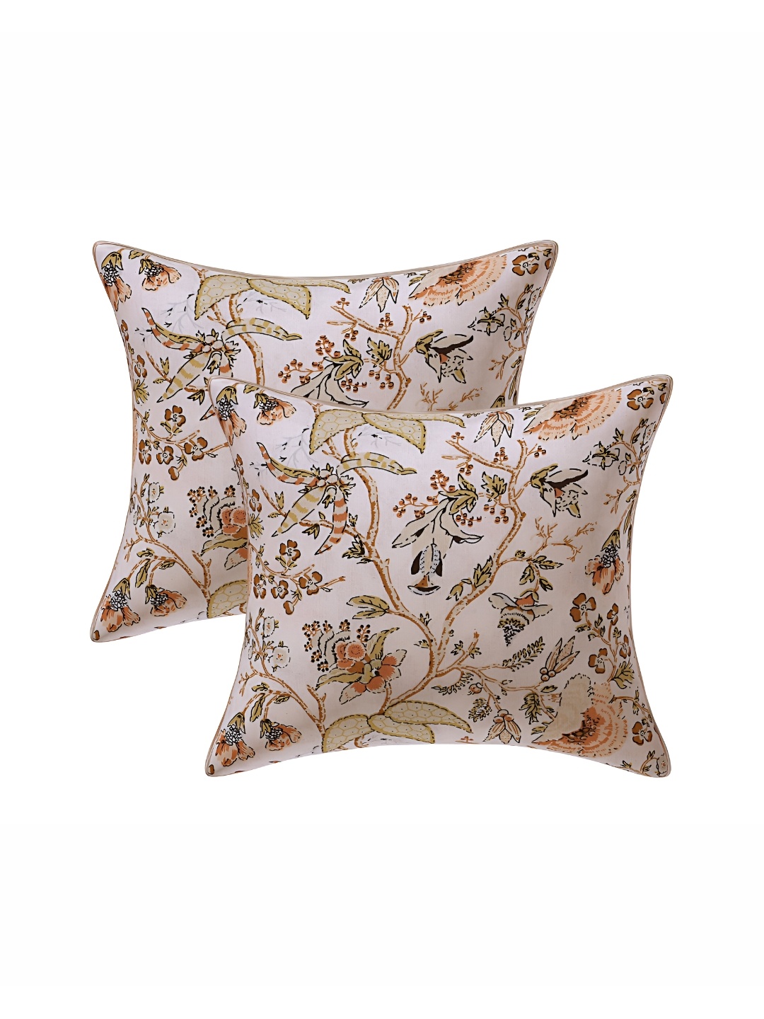 

Texstylers Orange & Black 2 Pieces Floral Cotton Square Cushion Covers