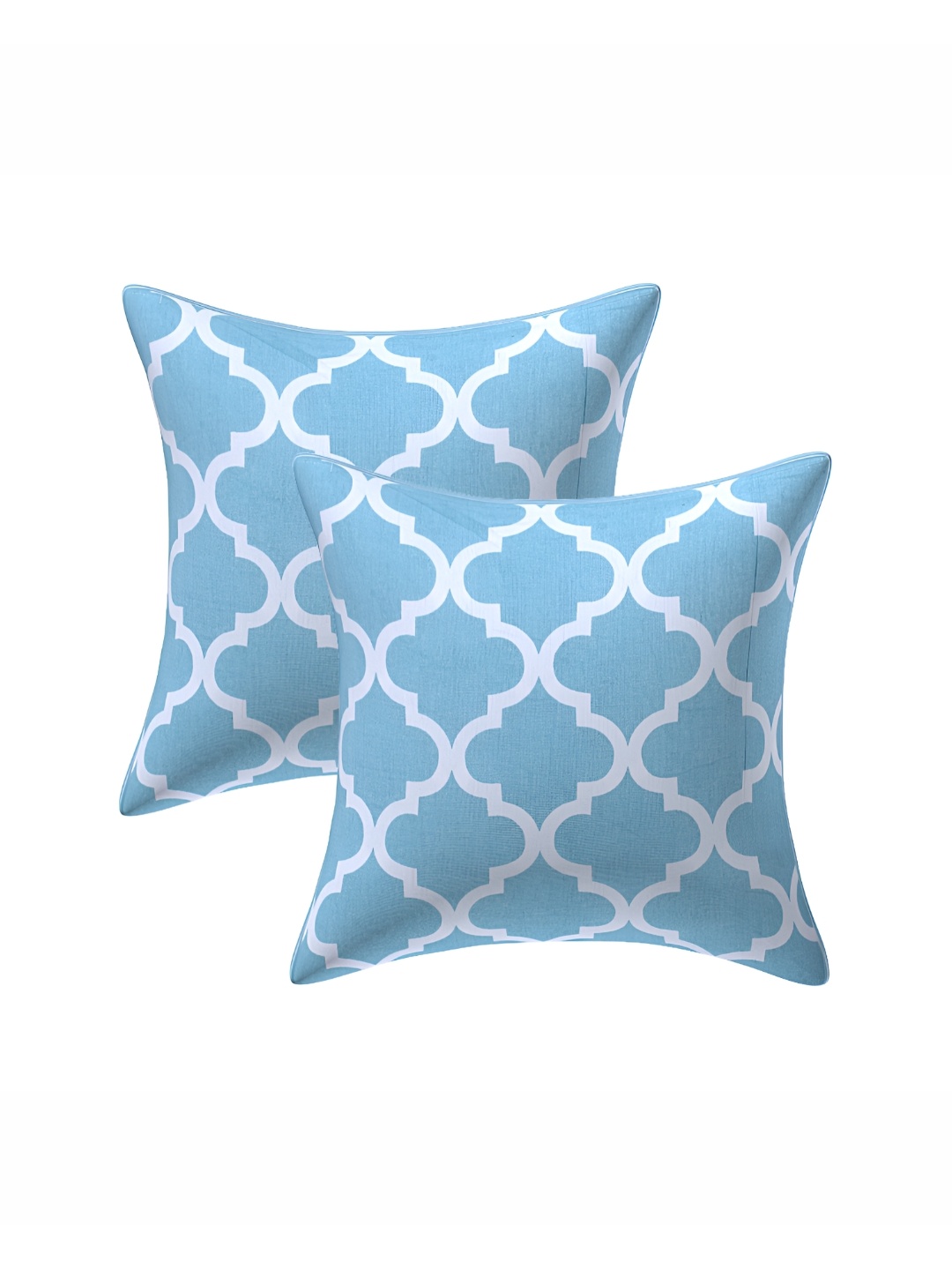 

Texstylers Turquoise Blue & White 2 Pieces Abstract Cotton Square Cushion Covers