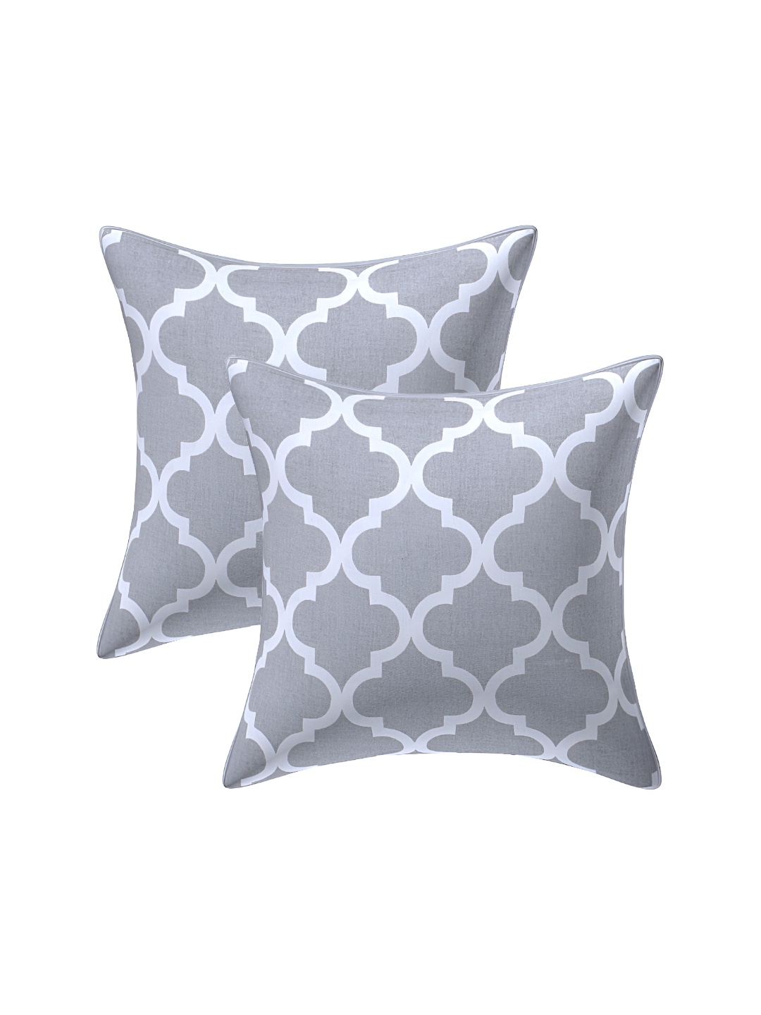 

Texstylers Grey & White 2 Pieces Abstract Cotton Square Cushion Covers