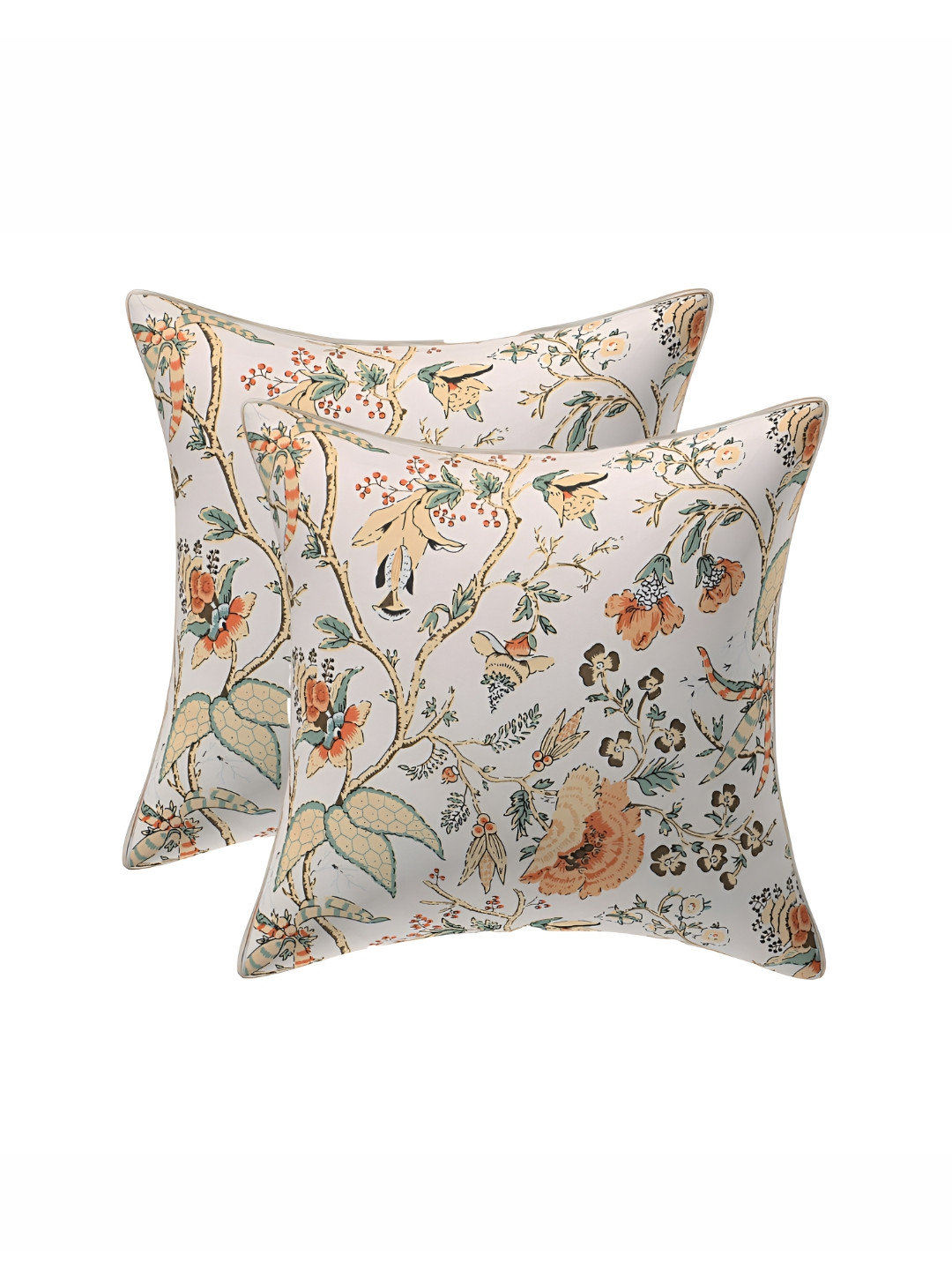 

Texstylers Mustard & Off White 2 Pieces Floral Square Cushion Covers