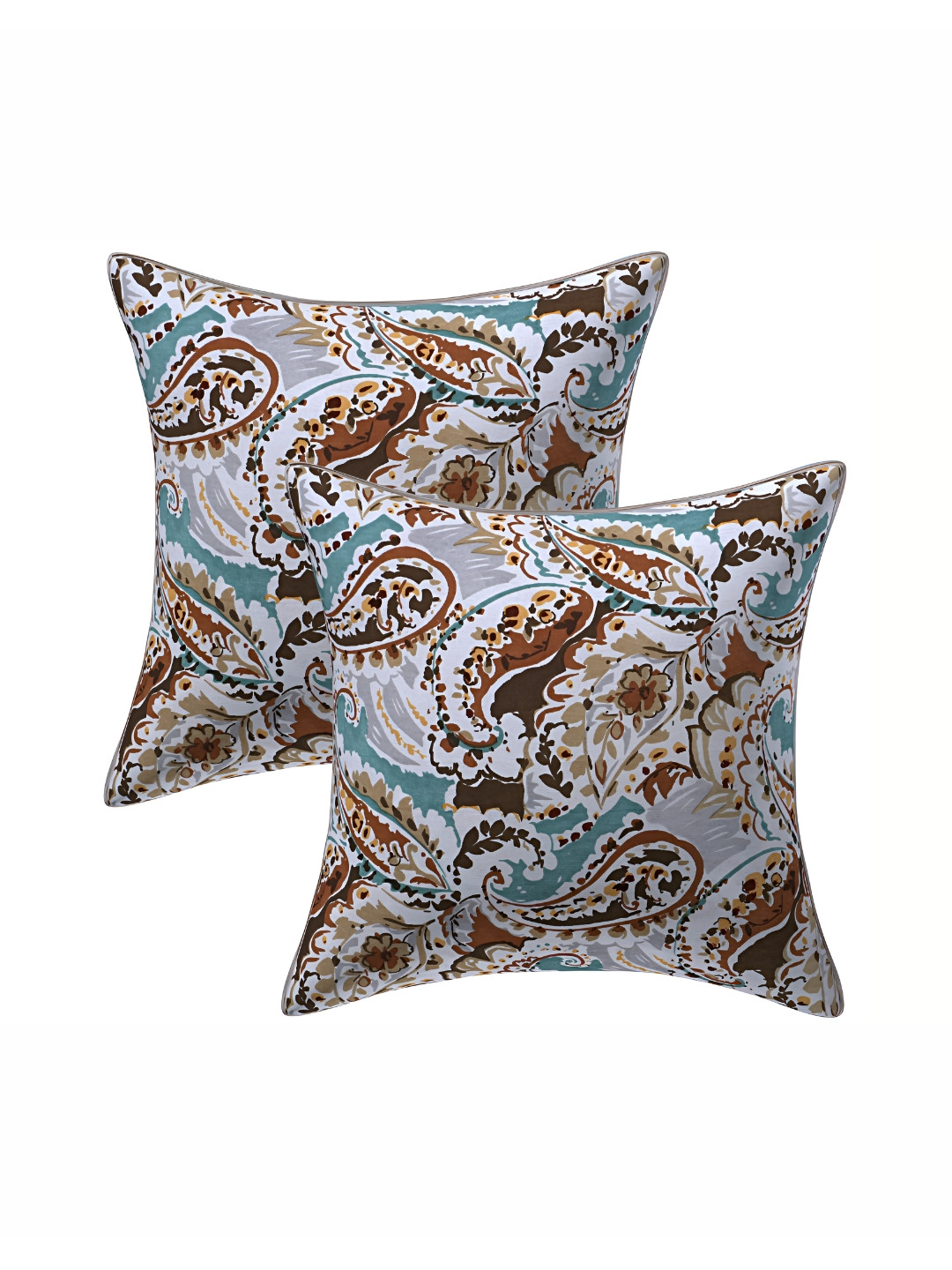 

Texstylers Brown & Blue 2 Pieces Cotton Square Cushion Covers