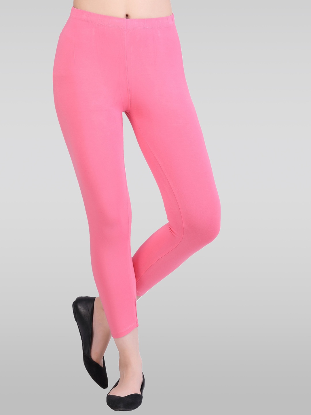 

LAASA SPORTS Mid-Rise Cotton Three-Fourth Length Leggings, Pink