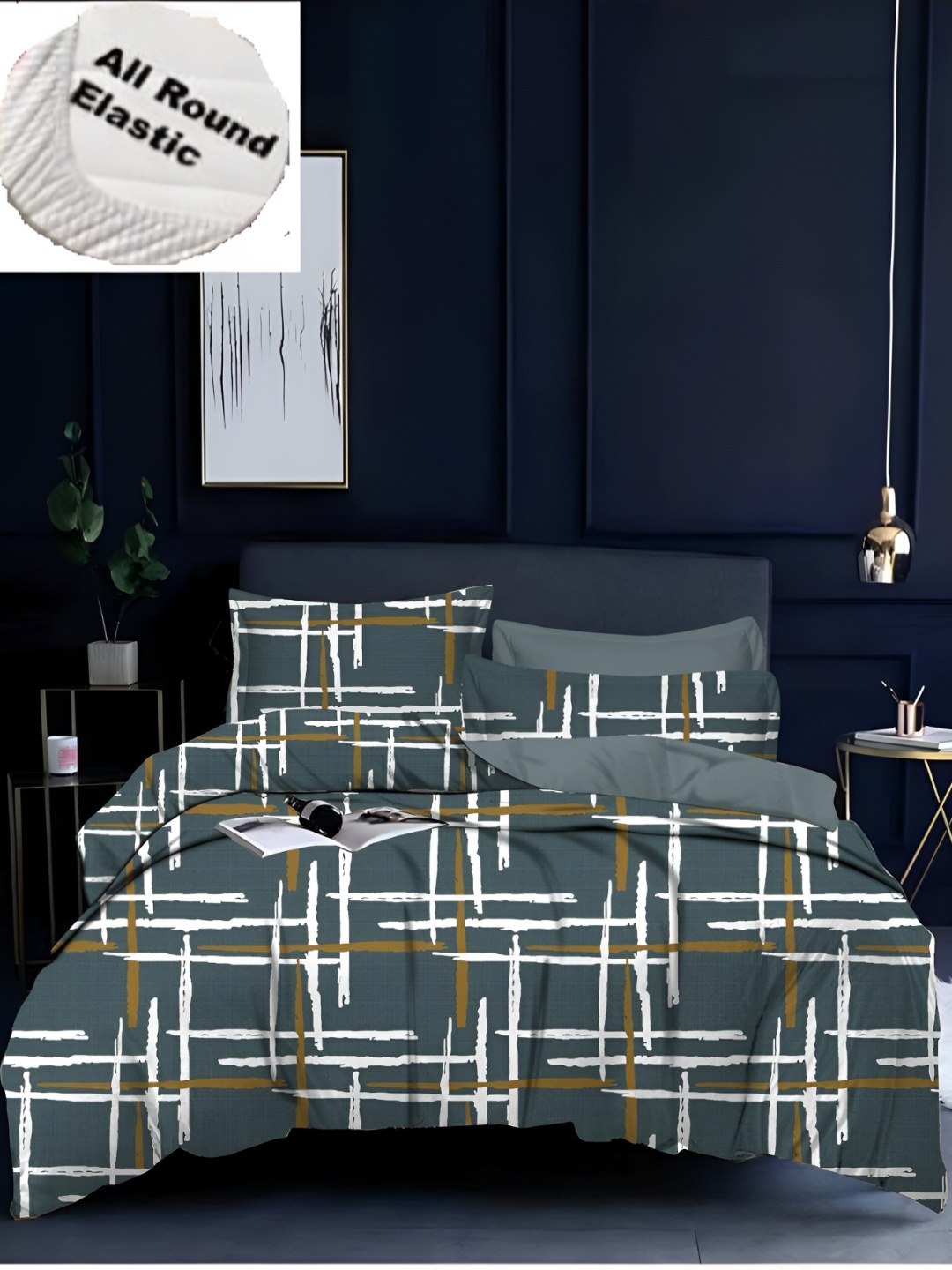 

Yes Cart Home Grey White Floral 300 TC King Bedsheet with 2 Pillow Covers