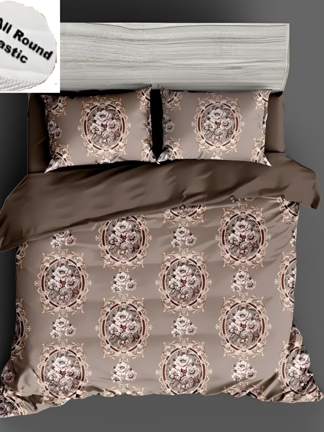 

Yes Cart Home Brown Floral 300 TC King Bedsheet with 2 Pillow Covers