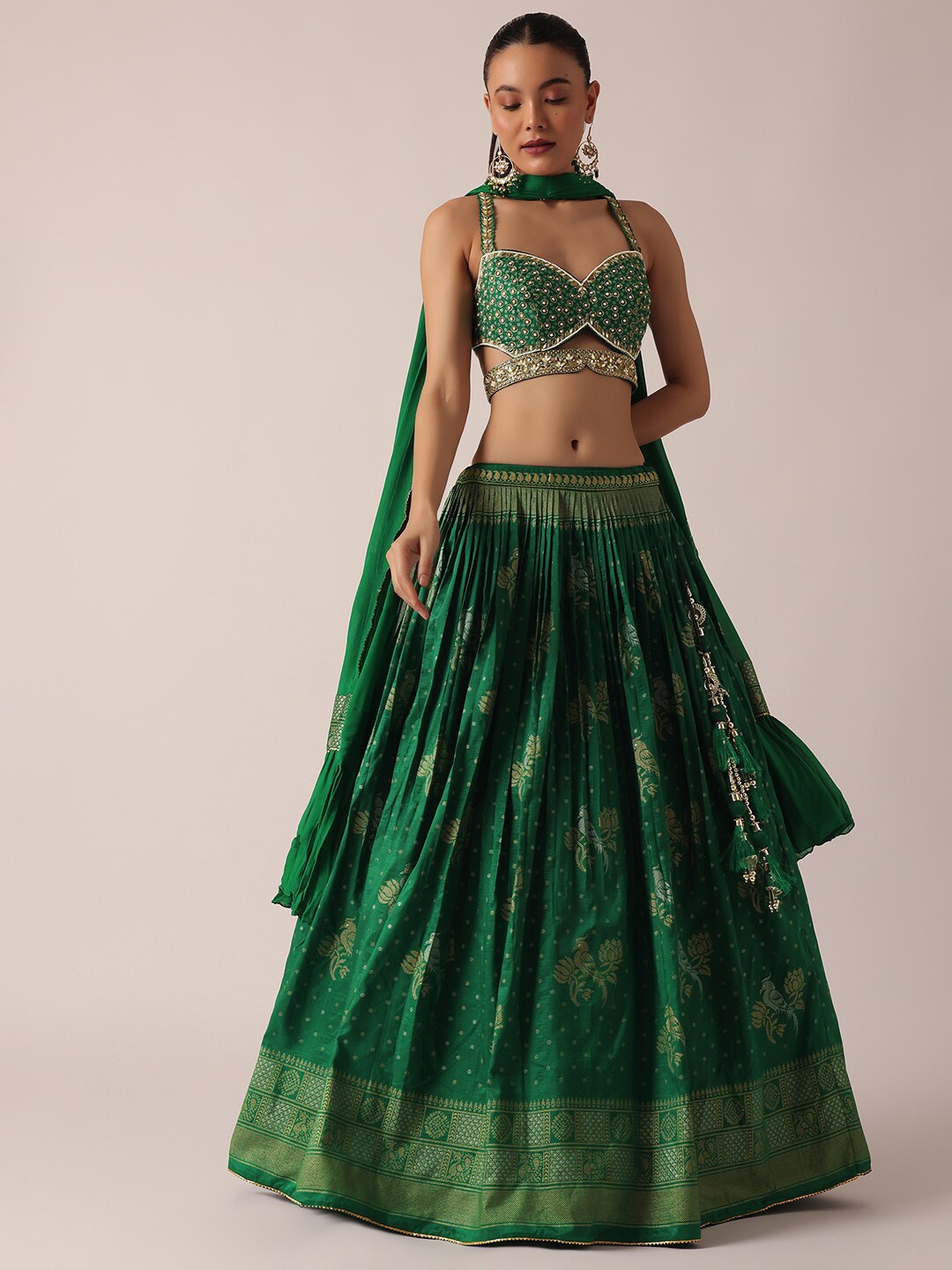 

KALKI Fashion Embroidered Ready to Wear Lehenga & Blouse With Dupatta, Green