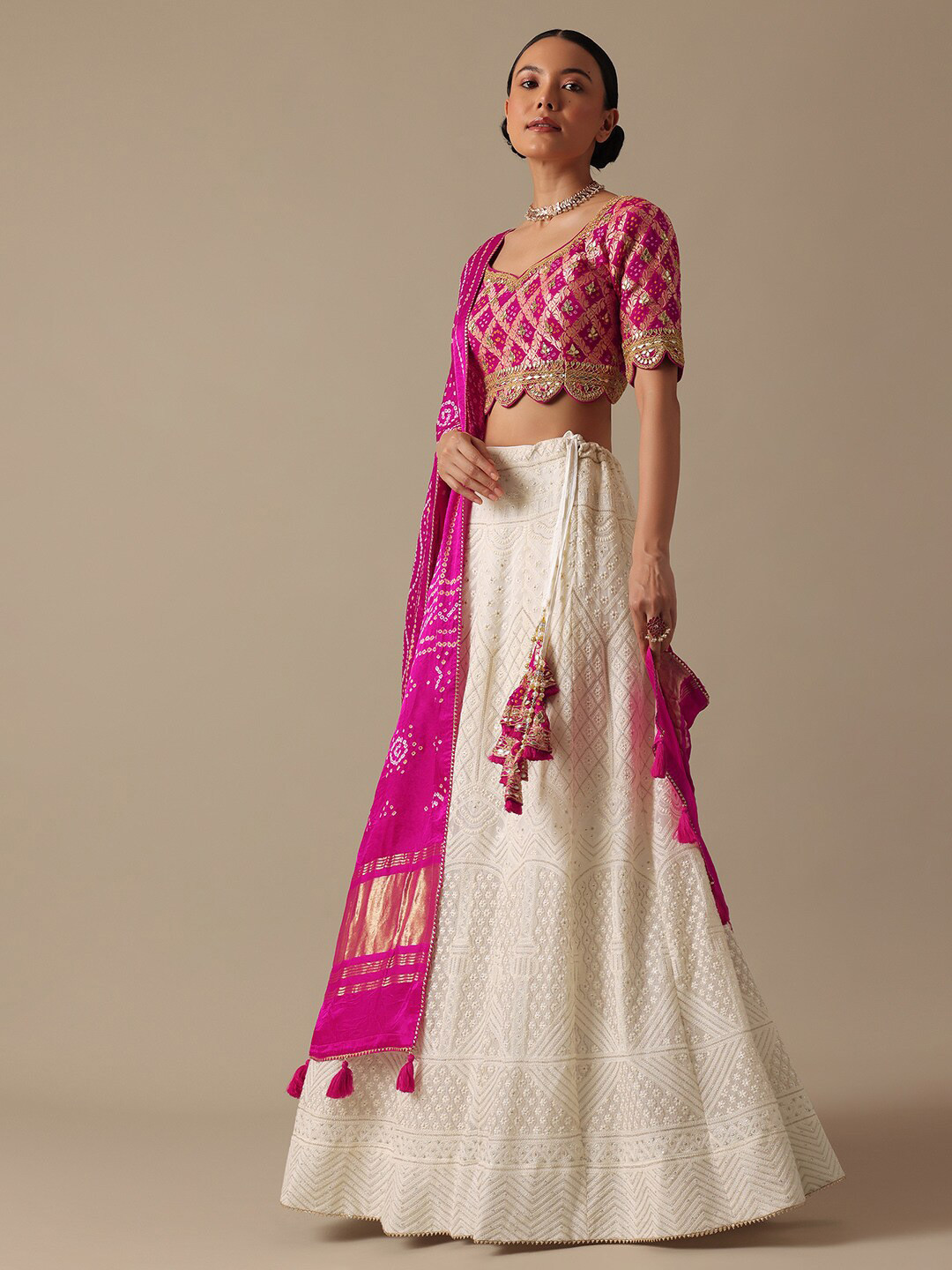 

KALKI Fashion Embellished Ready to Wear Lehenga & Blouse With Dupatta, White