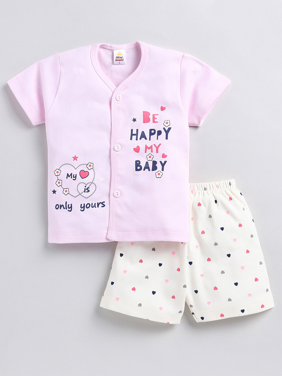 

BAESD Infants Boys Printed Shirt With Shorts, Pink