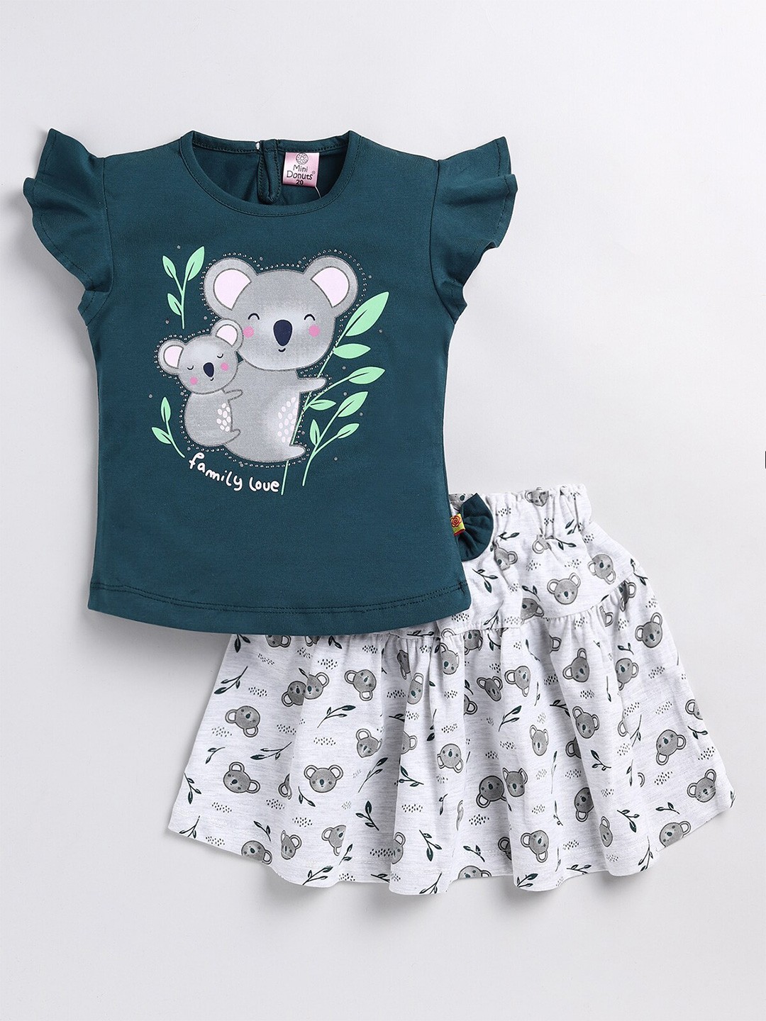 

BAESD Infant Girls Printed Top with Skirt, Green