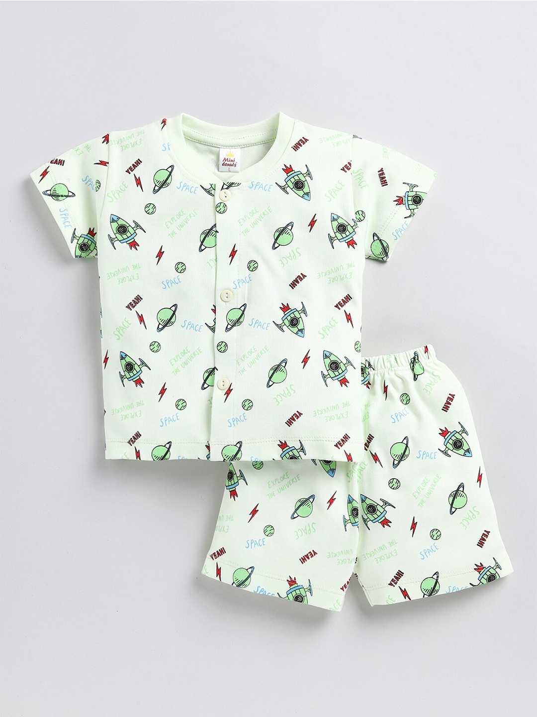 

BAESD Boys Conversational Printed Shirt With Shorts, Green