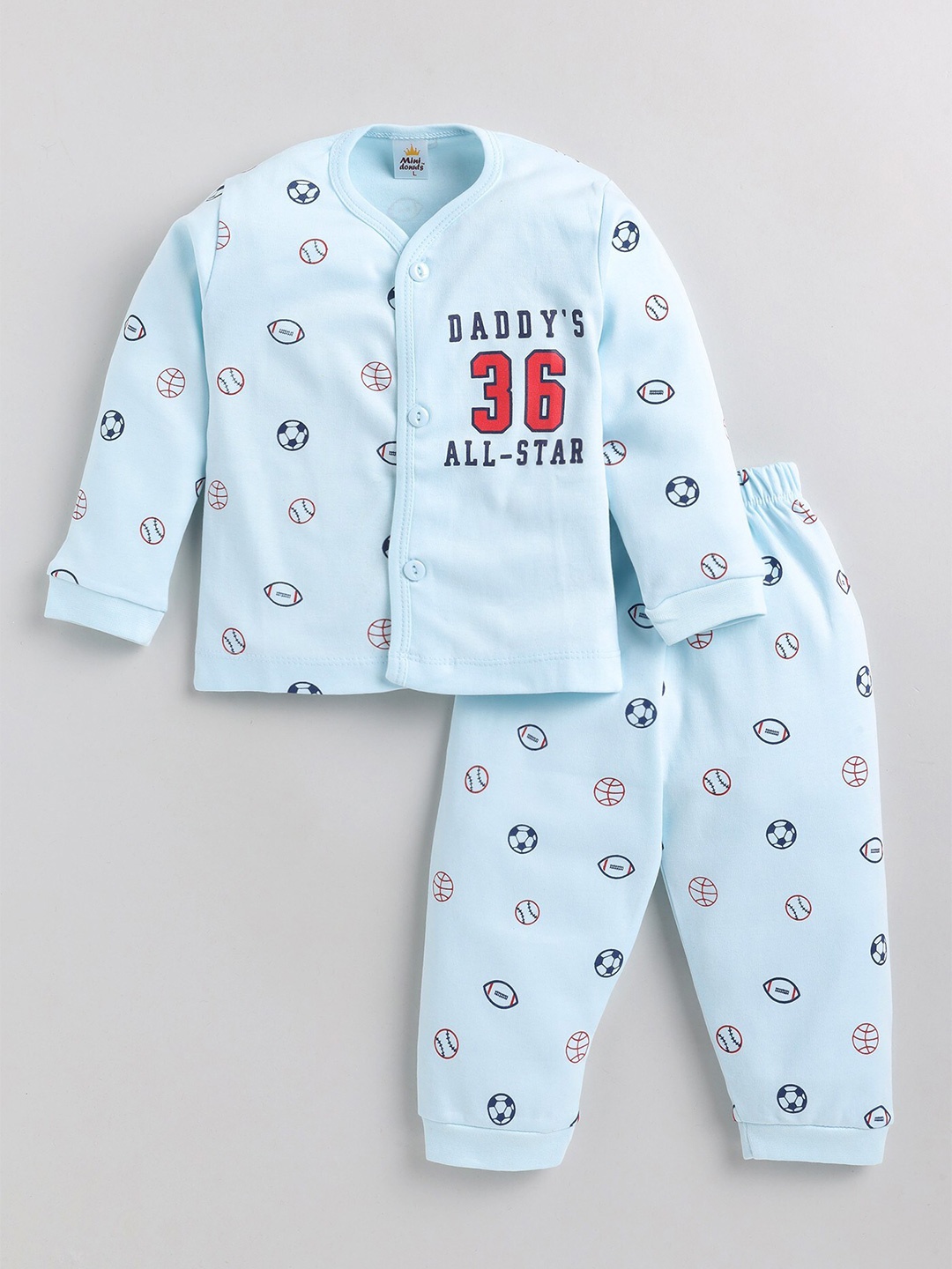 

BAESD Kids Typography Printed Pure Cotton Shirt with Trousers, Blue