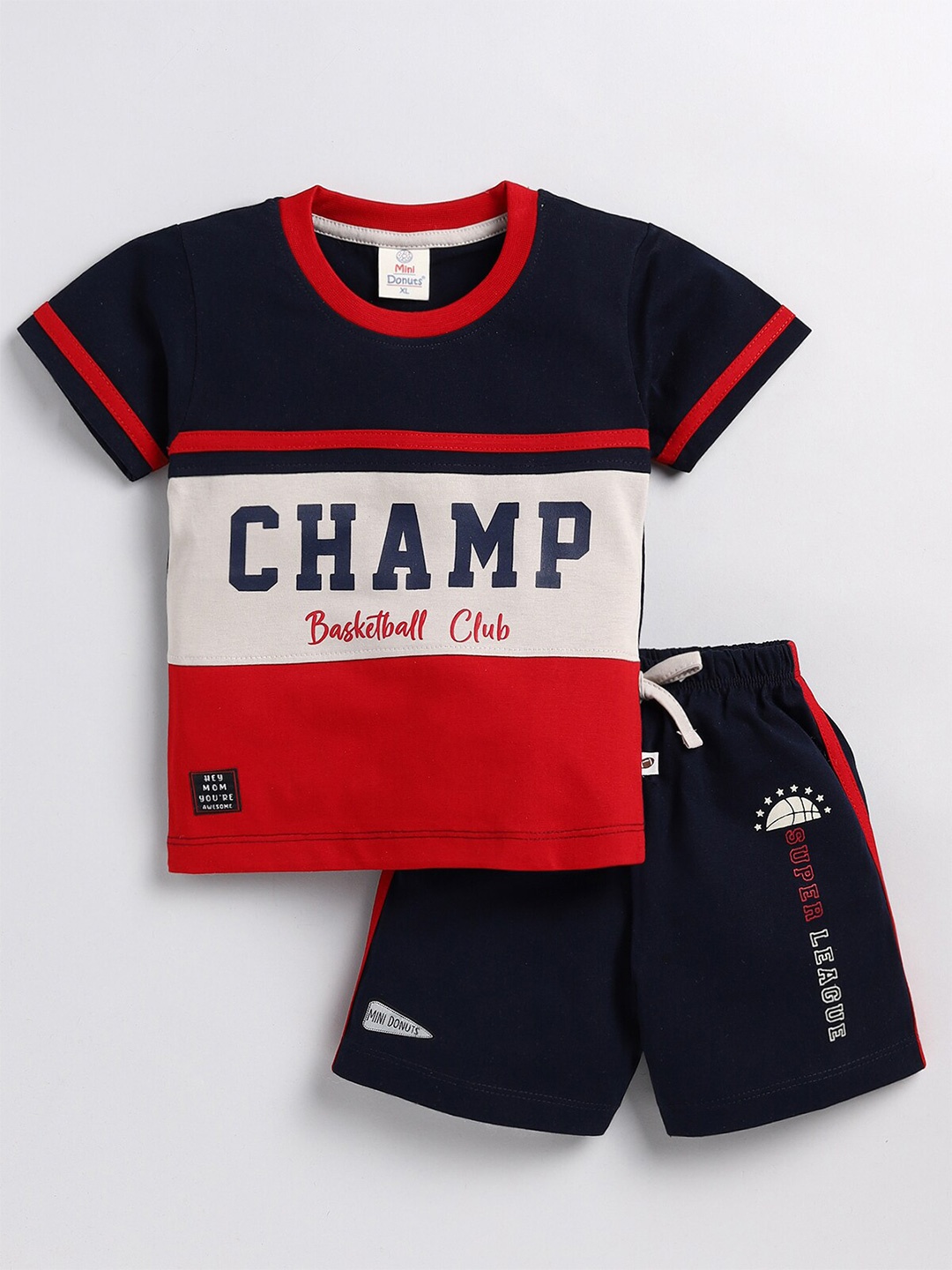 

BAESD Boys Typography Printed T-shirt With Trousers, Red