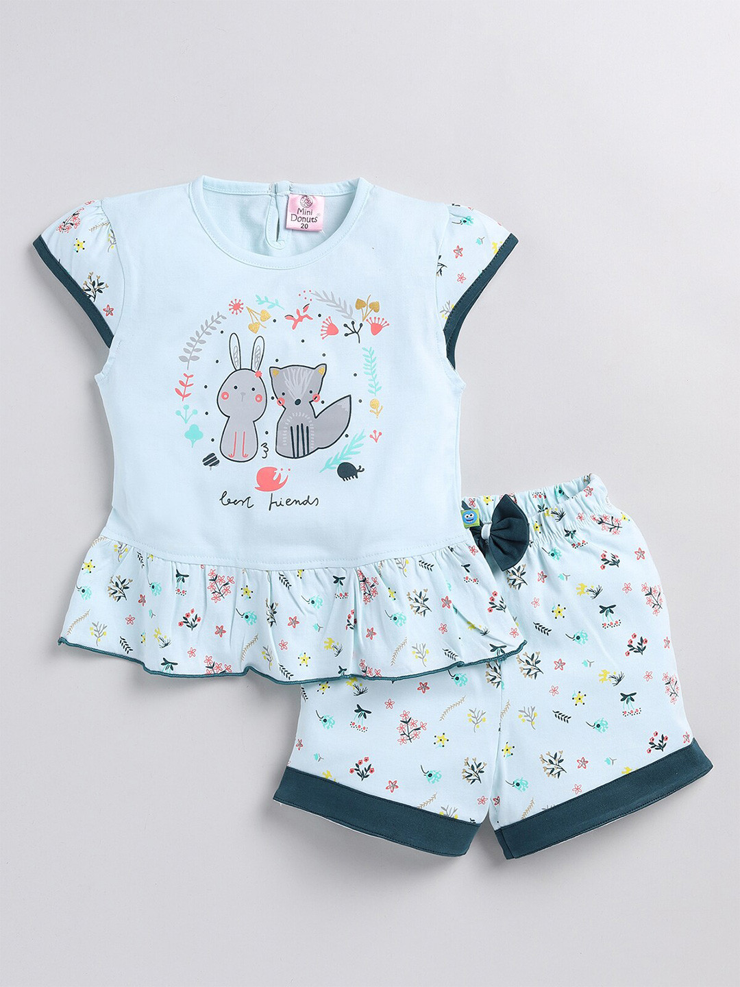 

BAESD Infant Girls Printed Top With Shorts, Blue
