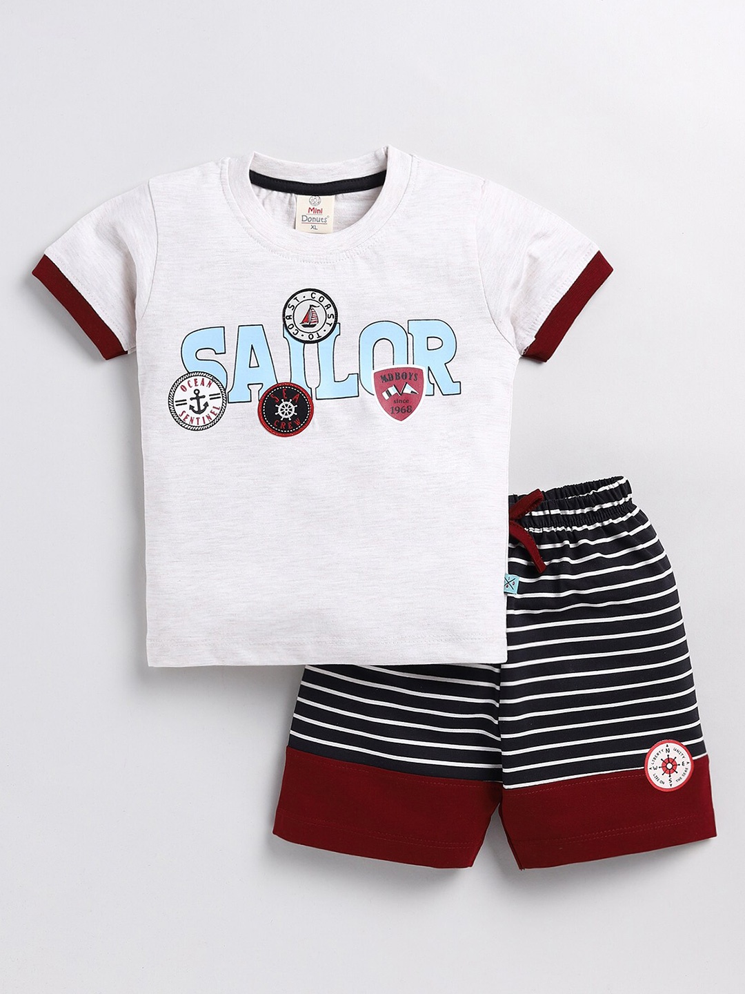 

BAESD Infant Boys Printed T-shirt With Shorts, White