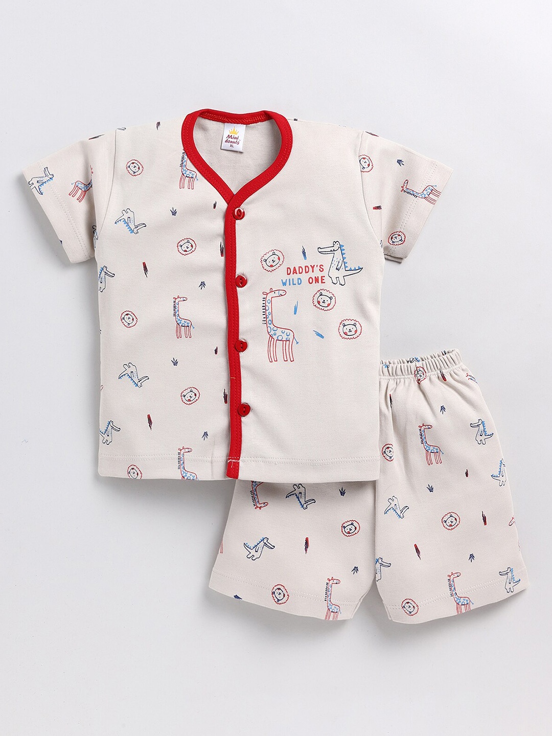 

BAESD Boys Conversational Printed Shirt With Trousers, Beige
