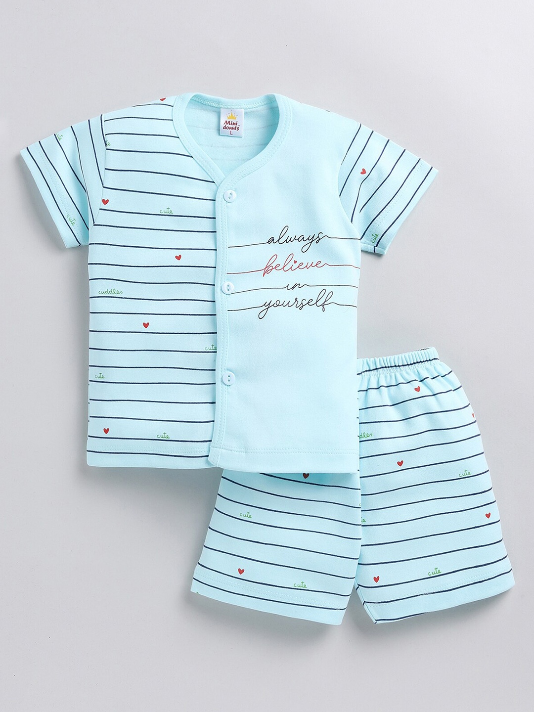 

BAESD Infants Boys Striped T-shirt With Shorts, Blue