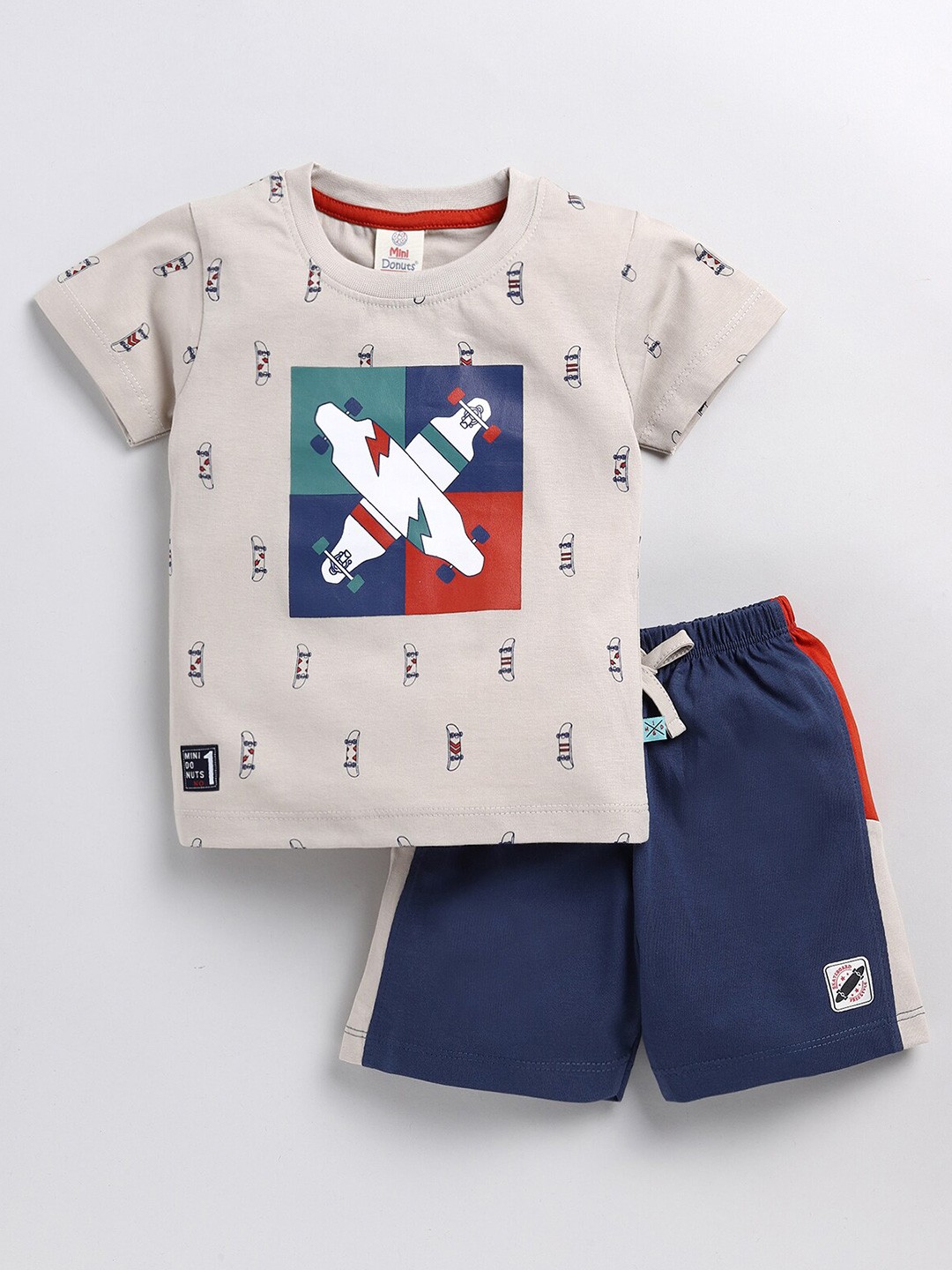 

BAESD Infants Boys Printed T-shirt With Shorts, Beige