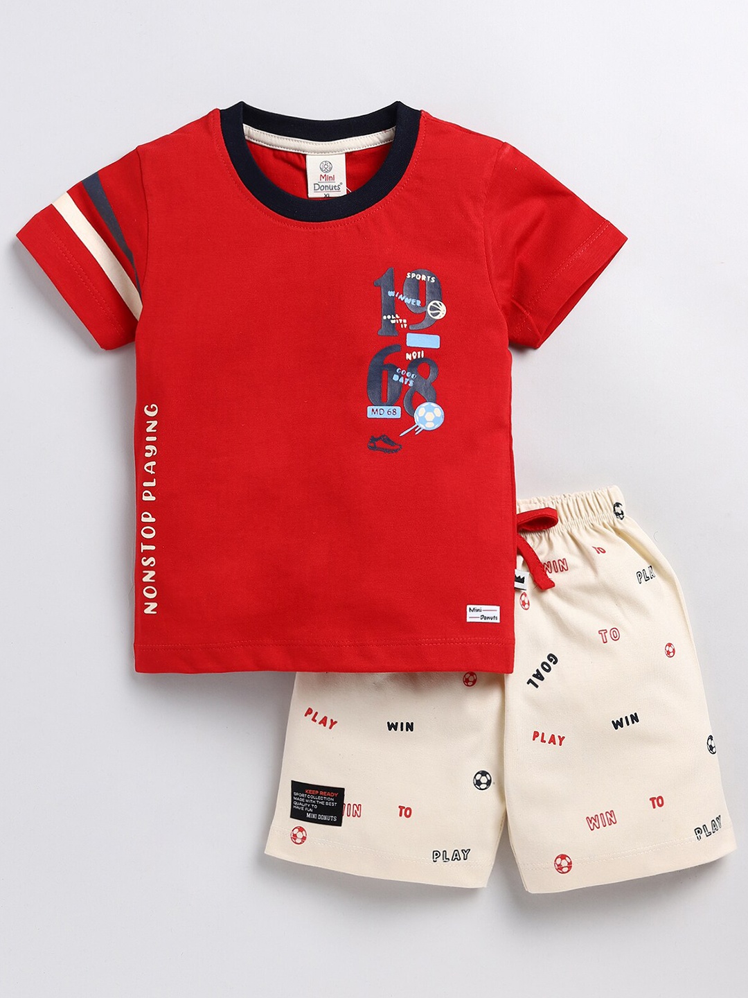 

BAESD Infant Boys Printed T-shirt with Shorts, Red