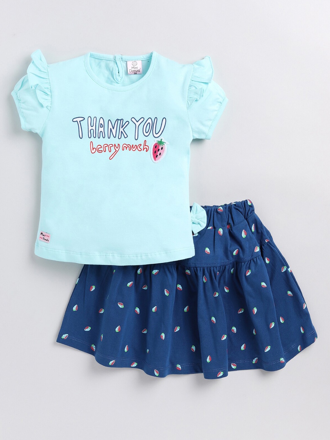 

BAESD Girls Printed Top With Skirt, Blue
