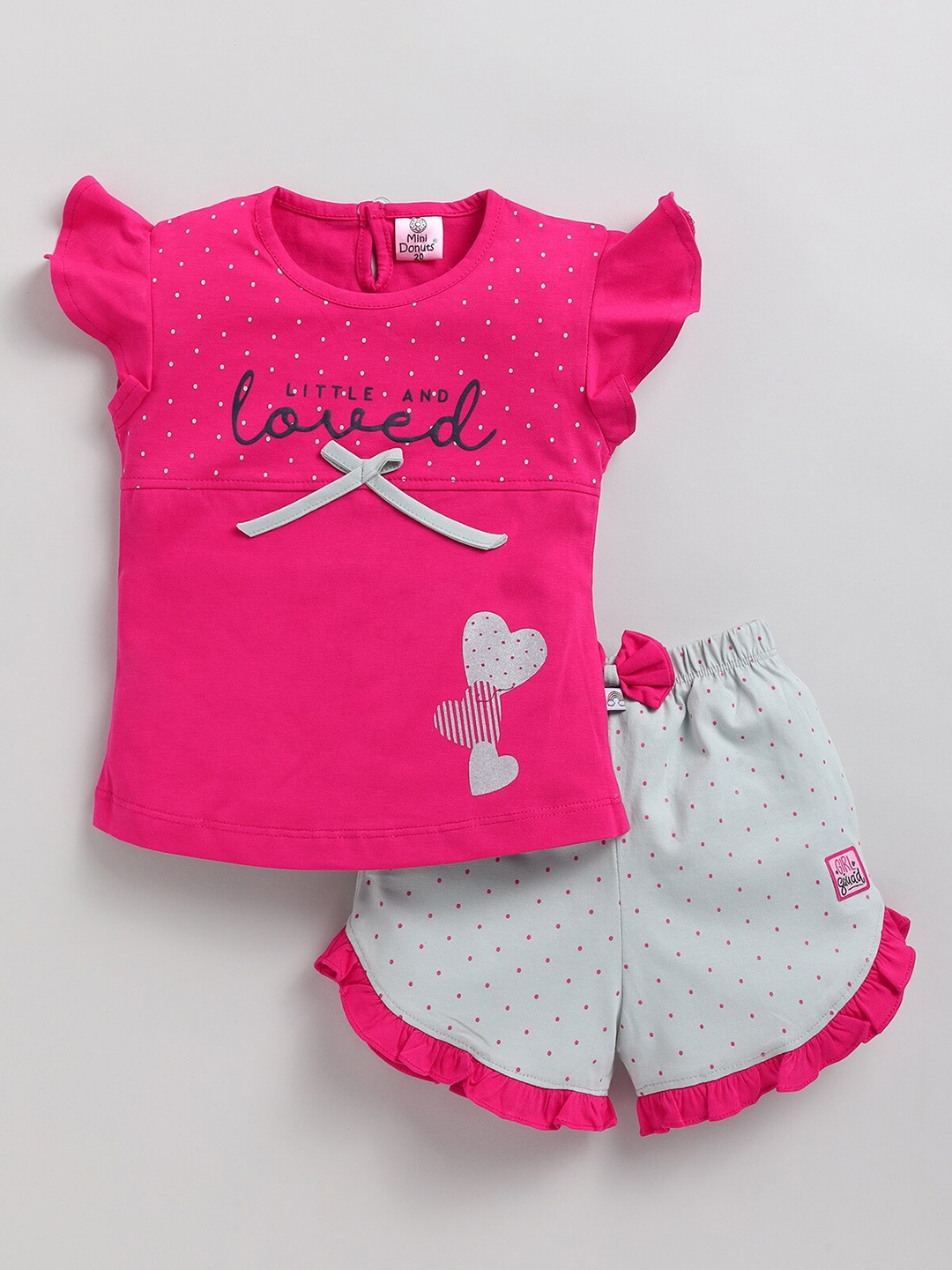 

BAESD Girls Printed Pure Cotton T-shirt With Shorts, Pink