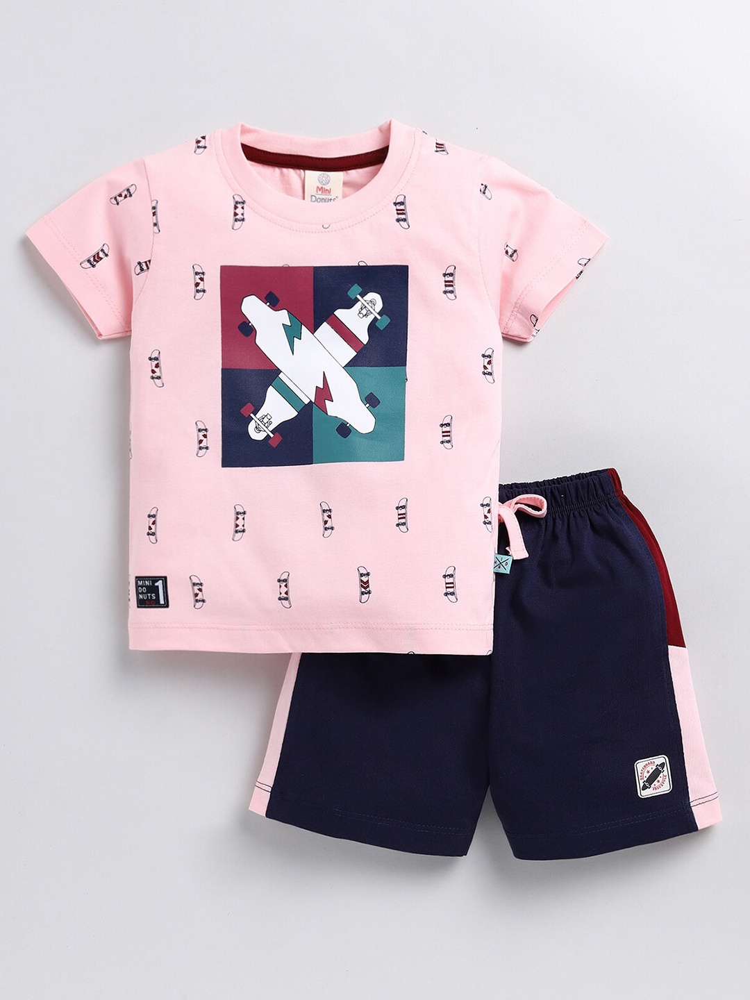

BAESD Infants Boys Printed T-shirt With Shorts, Peach