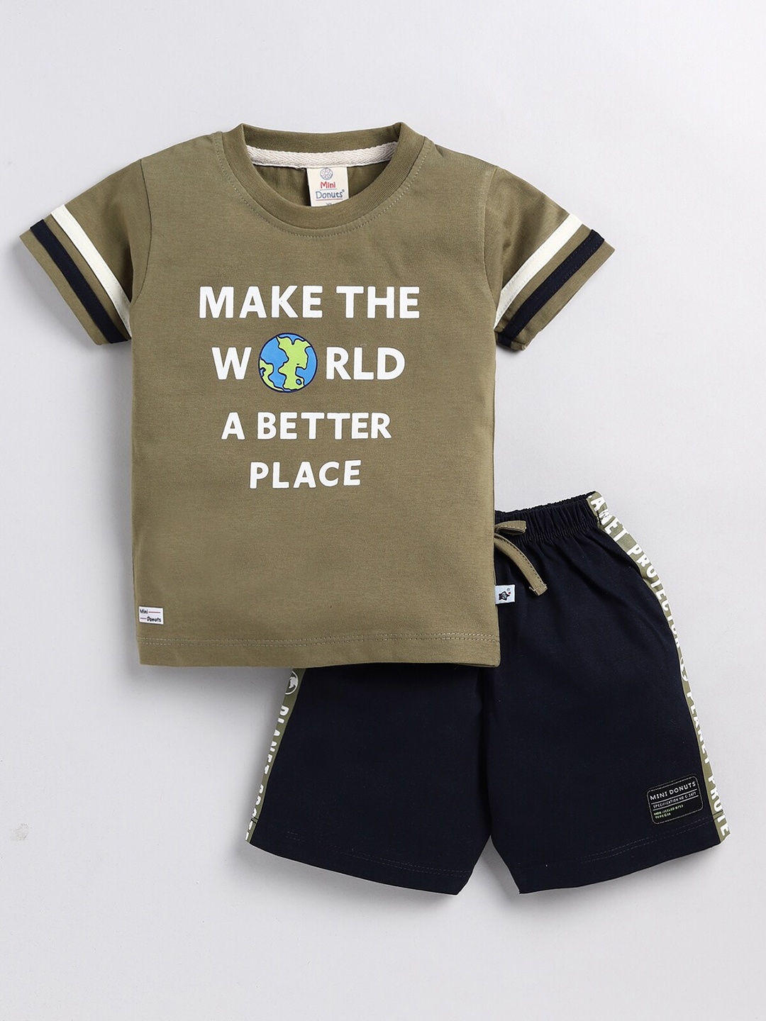 

BAESD Infant Boys Typography Printed T-shirt With Shorts, Green