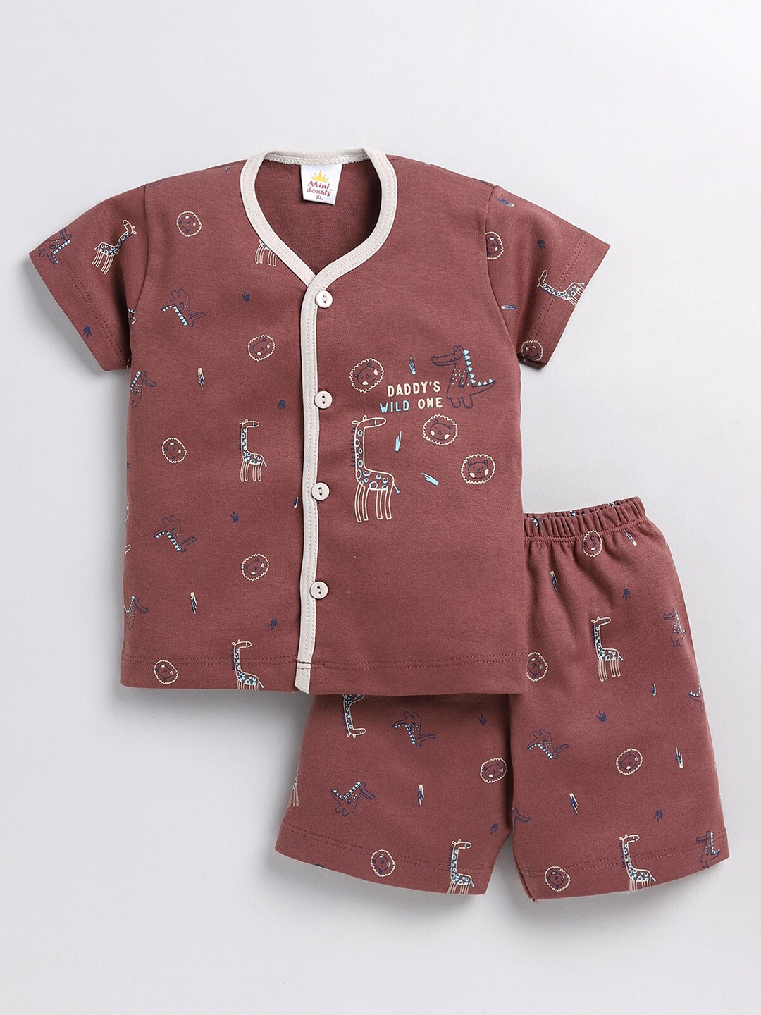 

BAESD Infant Boys Printed T-shirt with Shorts, Brown