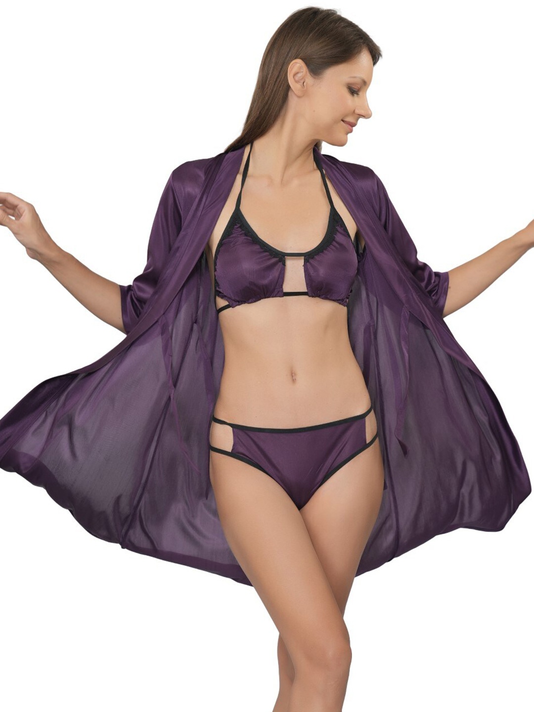 

Legit Affair Purple Solid Nightdress