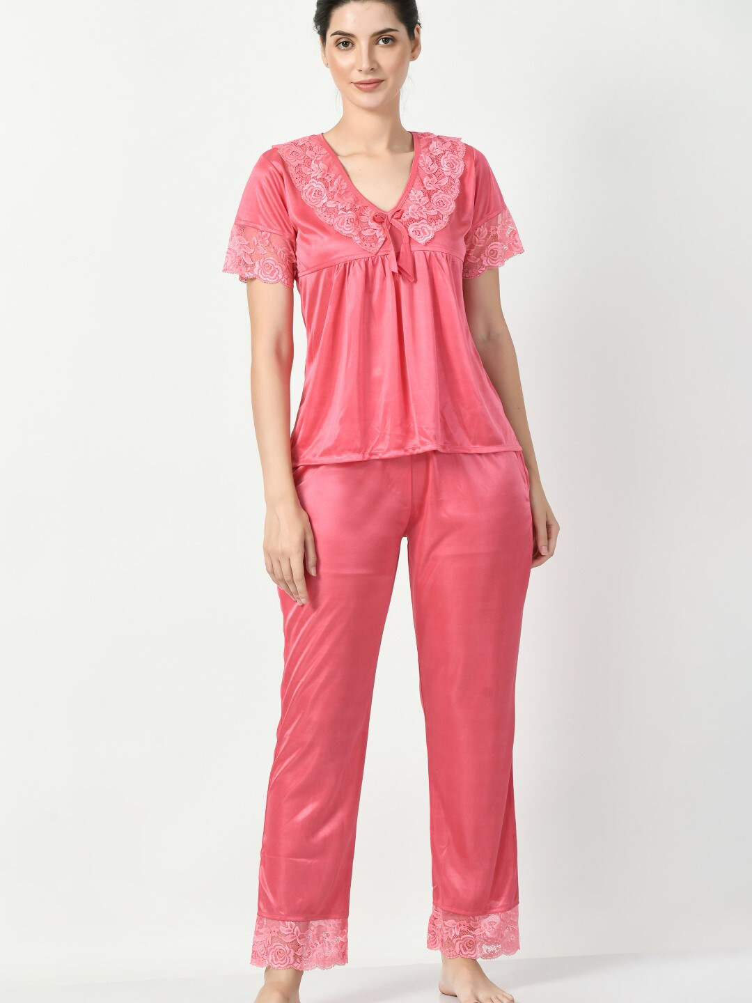 

Legit Affair Lace Detail Pyjama Set, Pink