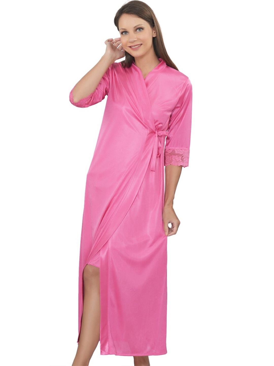 

Legit Affair V-Neck Satin Wrap Nightdress, Pink