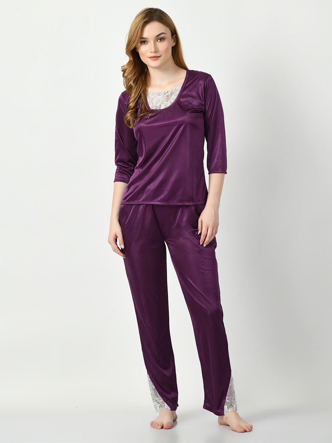 

Legit Affair Lace Detail Pyjama Set, Purple