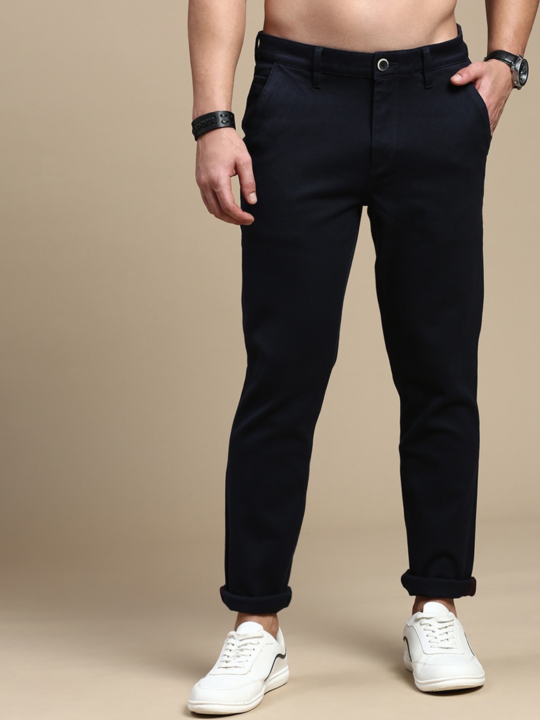 

The Roadster Lifestyle Co. Men Navy Blue Slim Fit Mid-Rise Chinos