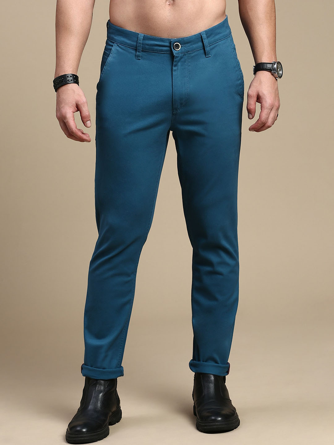 

The Roadster Lifestyle Co. Men Blue Slim Fit Mid-Rise Chinos