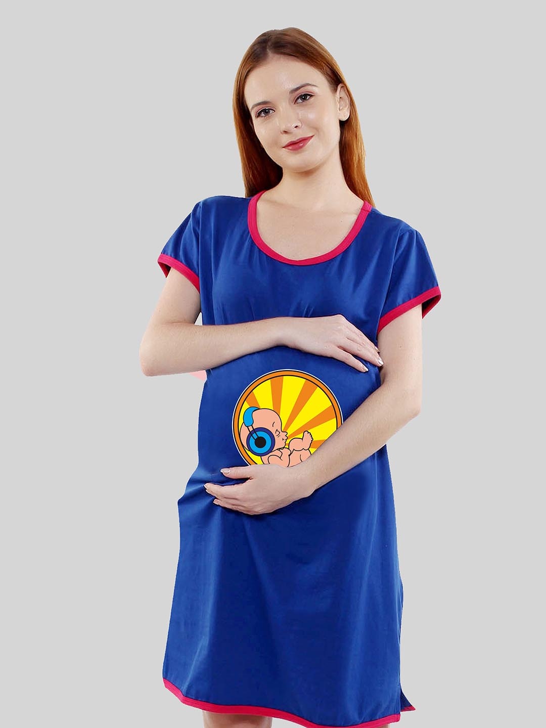 

SillyBoom Graphic Printed Maternity T-shirt Dress, Blue