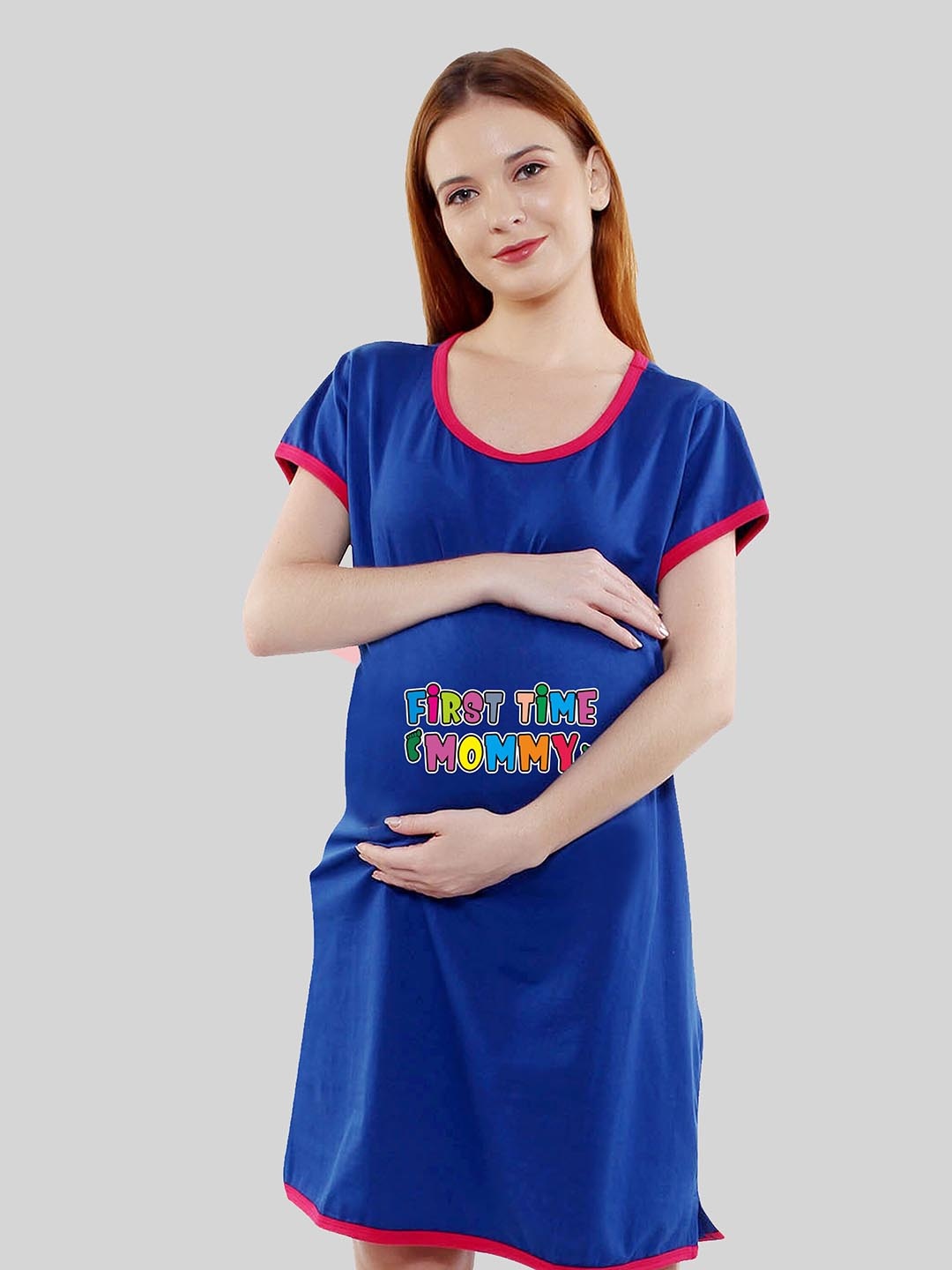 

SillyBoom Typography Printed Maternity T-Shirt Dress, Blue