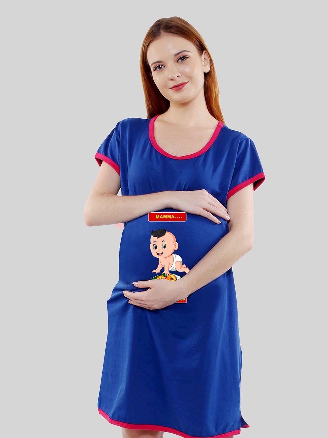 

SillyBoom Graphic Printed Maternity T-shirt Dress, Blue