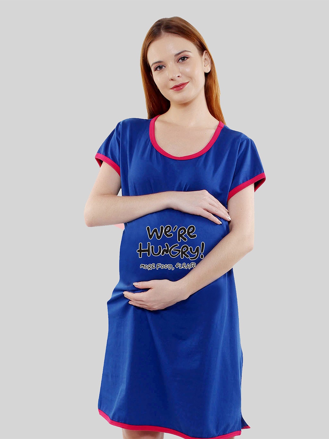 

SillyBoom Typography Printed Maternity T-shirt Dress, Blue