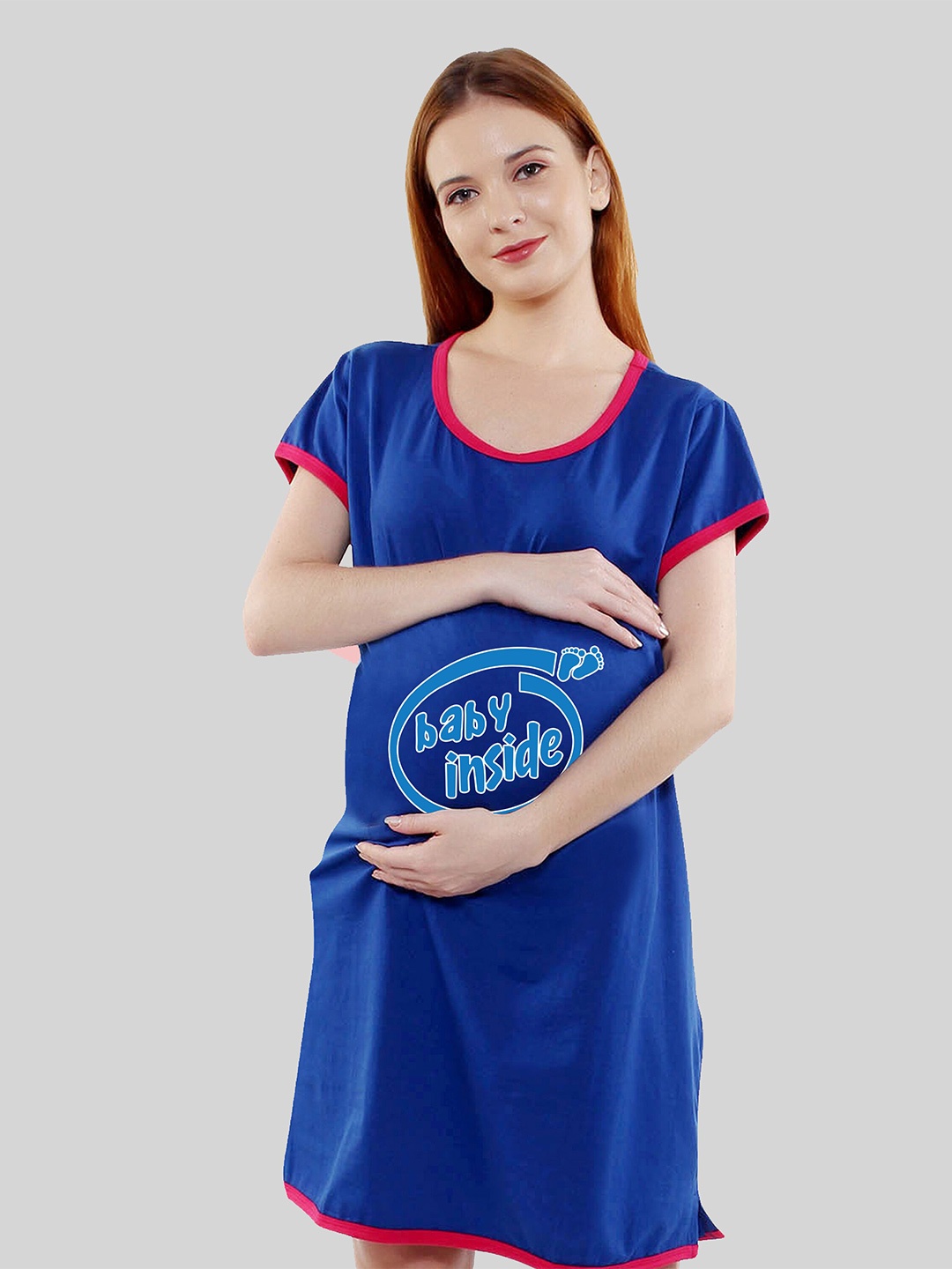 

SillyBoom Typography Printed T-shirt Nightdress, Blue