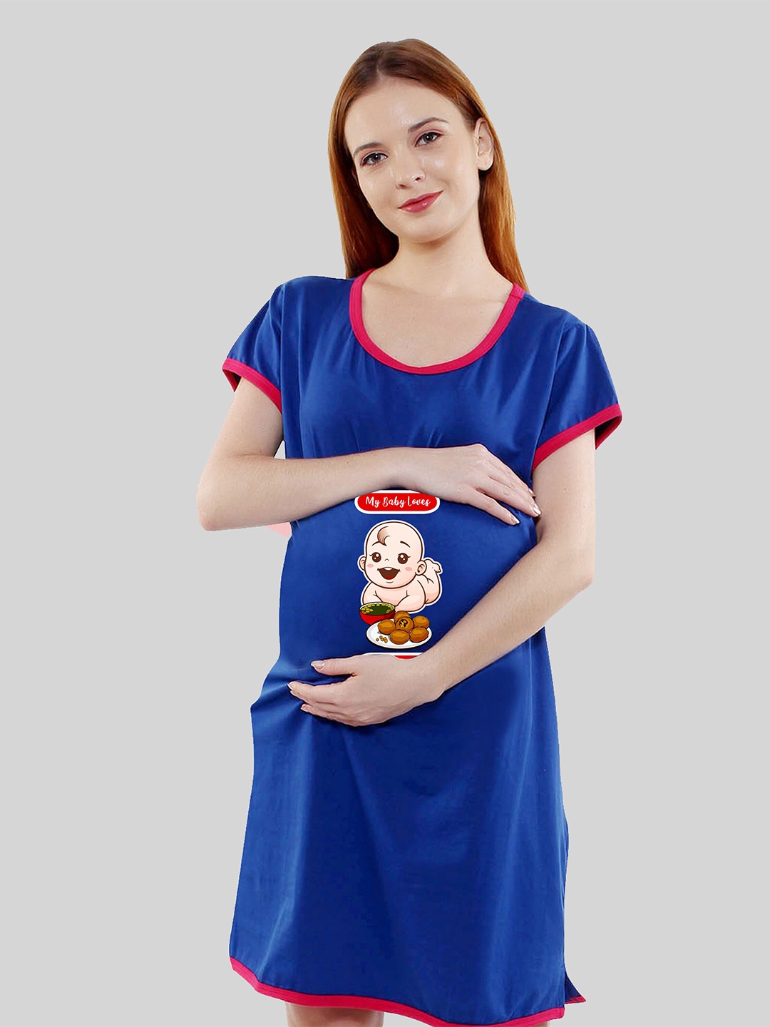 

SillyBoom Graphic Printed Maternity T-Shirt Dress, Blue