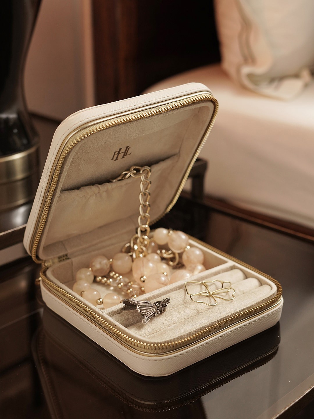 

Pure Home and Living Cream Faux Leather Jewellery Organisers