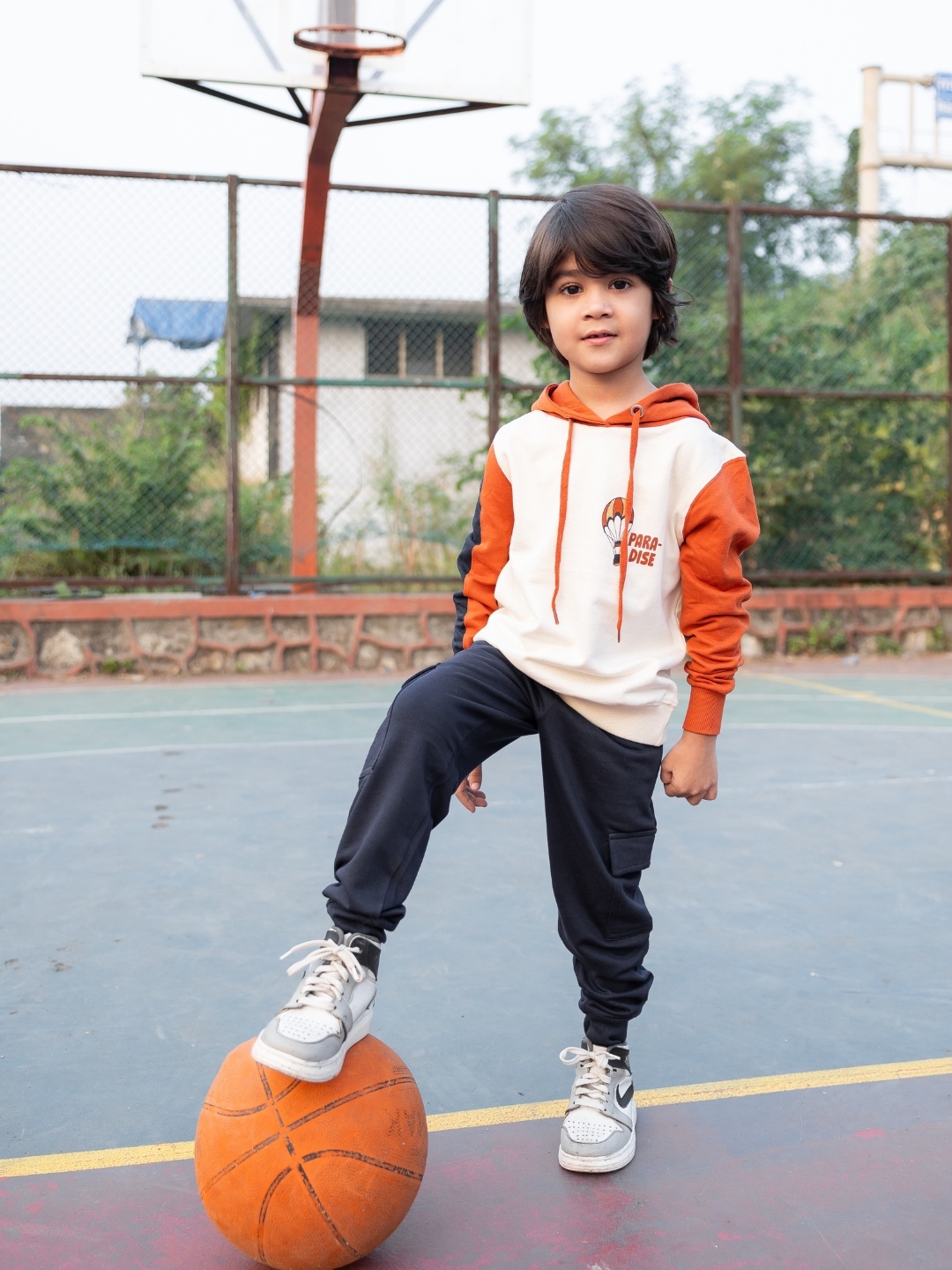 

Nap Chief Kids Paradise Printed Fleece Sweatshirt with Joggers Set, Orange