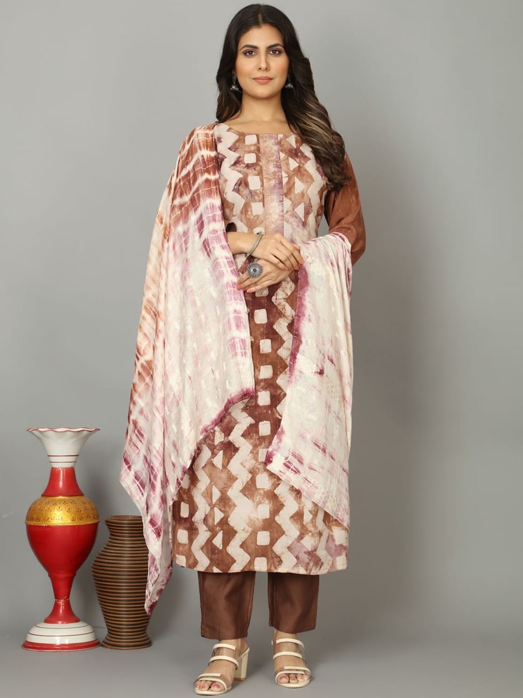 

OEQUAL Women Brown Pure Cotton Pure Cotton