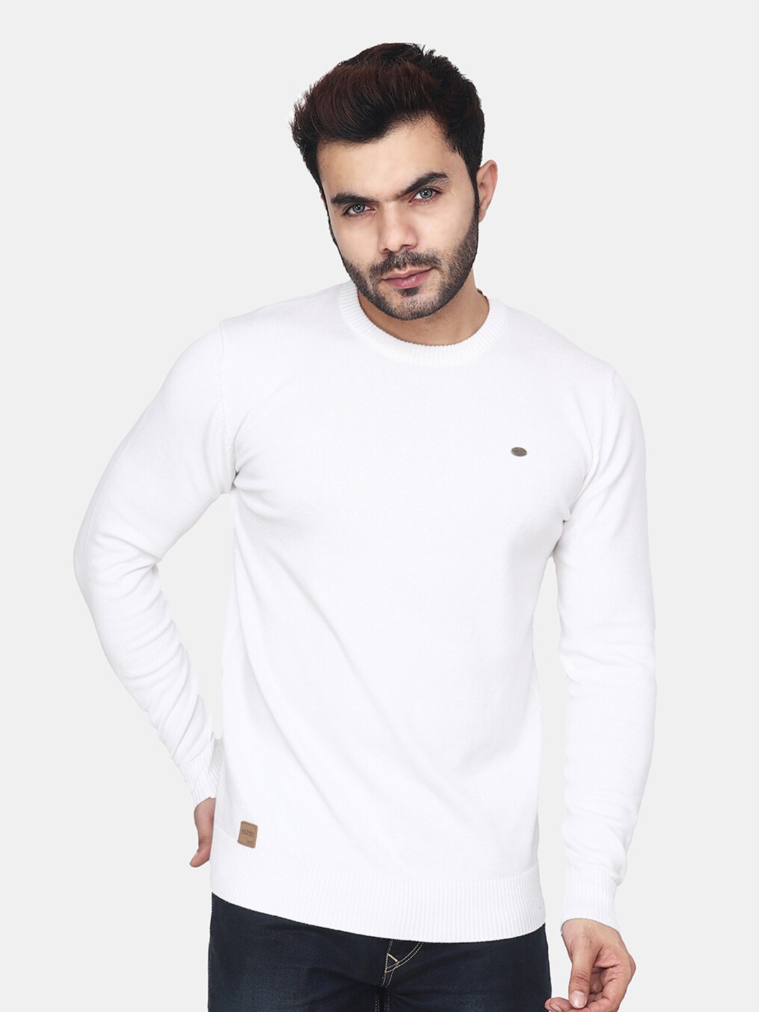 

Steele Round Neck Woollen Pullover, White