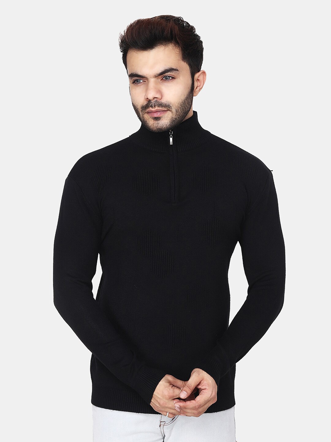 

Steele Mock Collar Woollen Pullover, Black