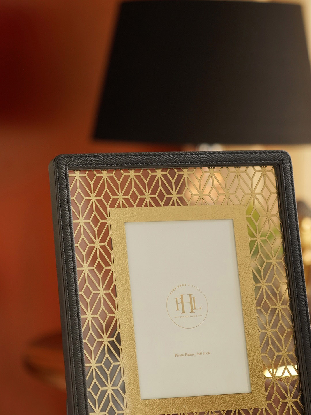 

Pure Home and Living Black Laser Cut Faux Leather Photo Frame