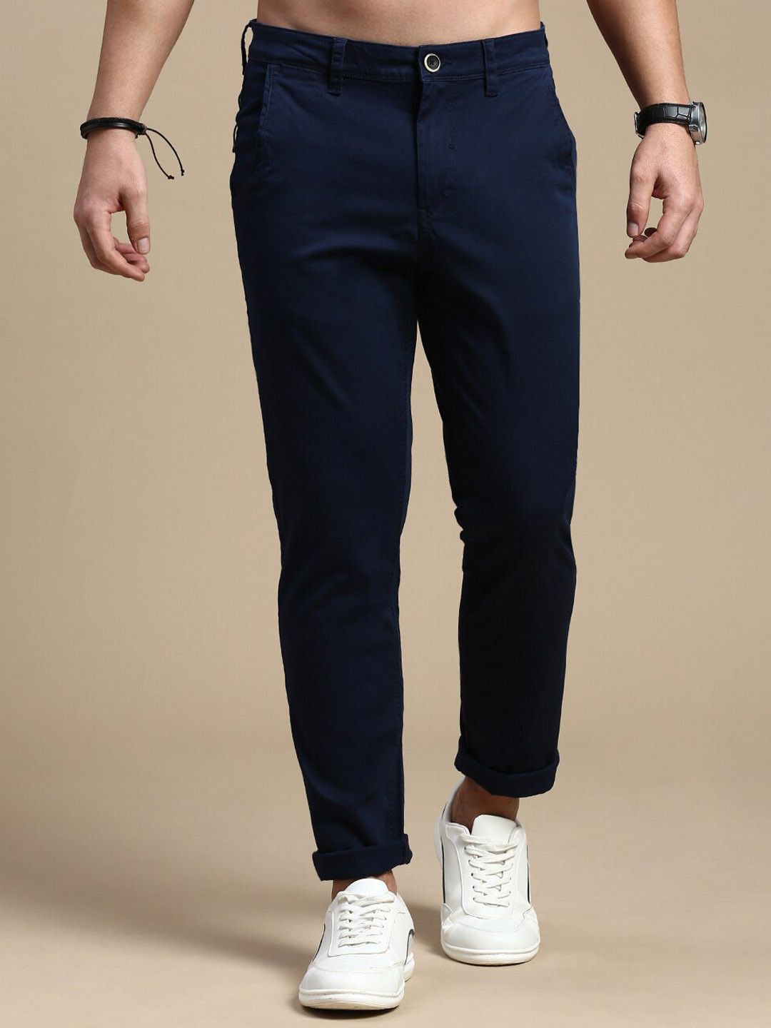 

The Roadster Lifestyle Co. Men Navy Blue Relaxed Slim-Fit Mid-Rise Chinos
