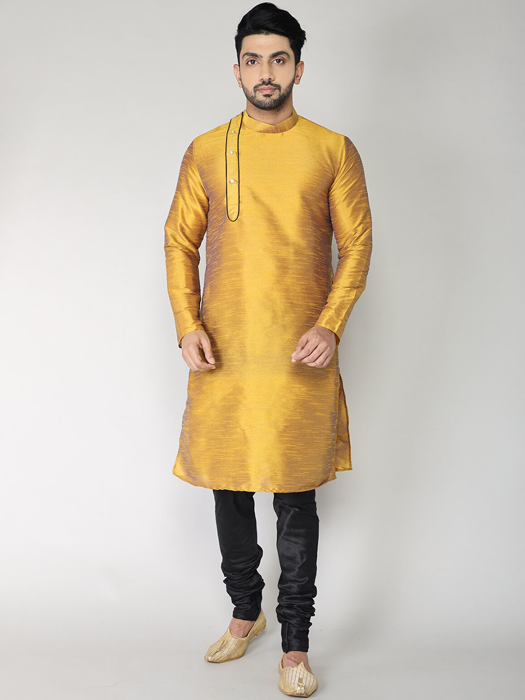 

BAESD Band Collar Straight Regular Cotton Kurta, Yellow
