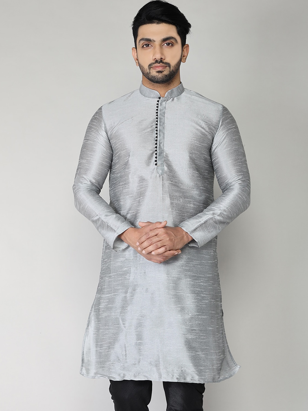 

BAESD Mandarin Collar Cotton Kurta, Grey