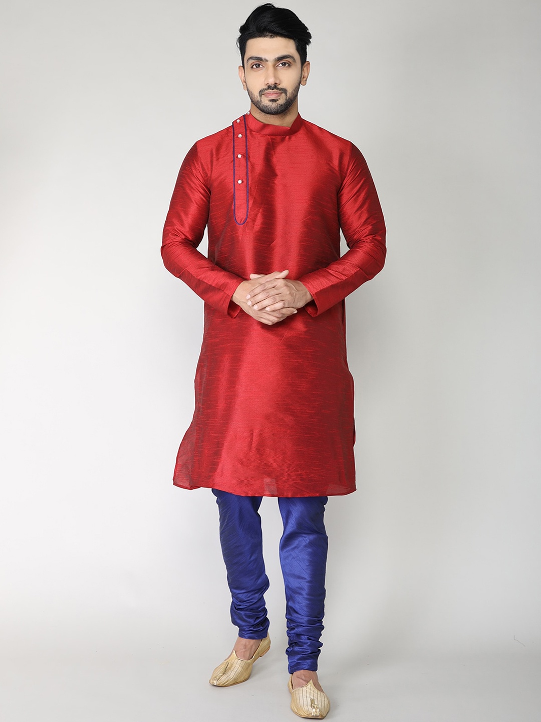 

BAESD Mandarin Collar Cotton Kurta, Maroon