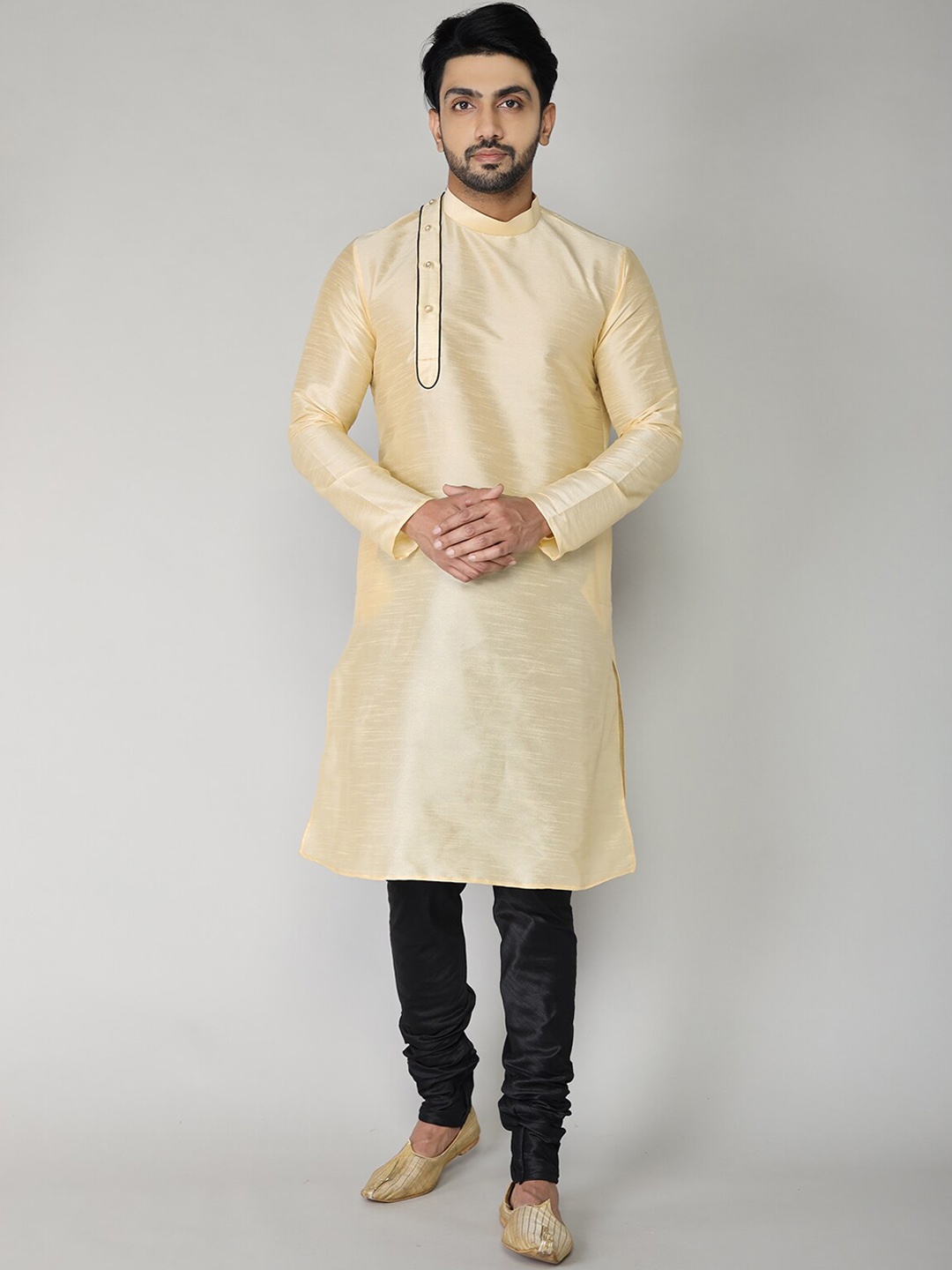 

BAESD Mandarin Collar Cotton Kurta, Gold