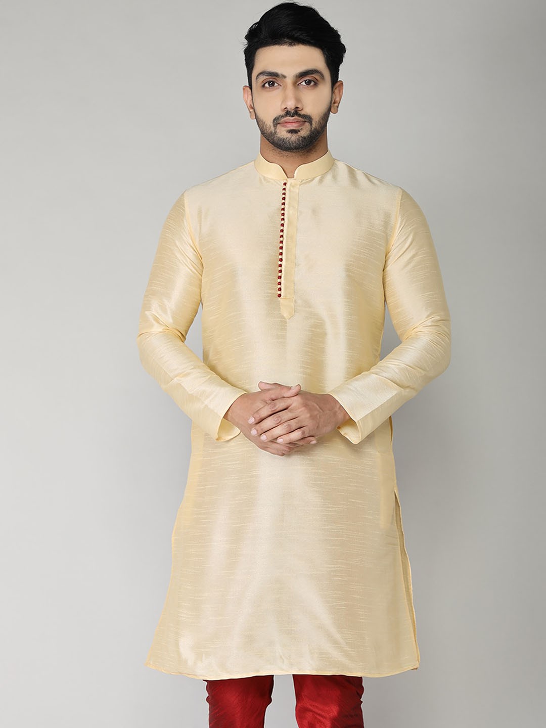 

BAESD Mandarin Collar Straight Regular Cotton Kurta, Beige